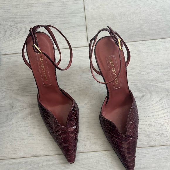 Vtg. Sergio Rossi Snakeskin Leather Heels Size 36 - Picture 4 of 6